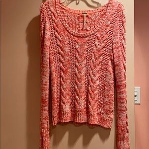 Free People Coral and White Sweater
